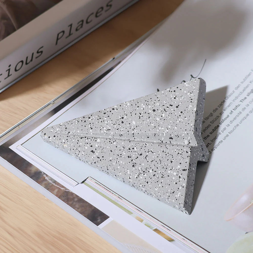 Concrete Aeroplane Paperweight - Speckled Grey - Image 4