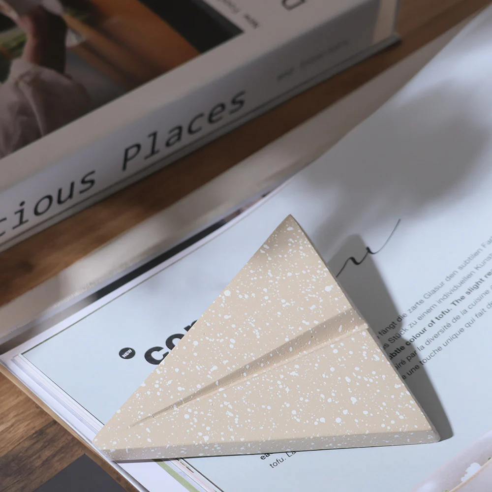 Concrete Aeroplane Paperweight - Speckled Taupe - Image 2