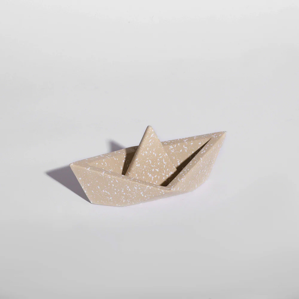 Concrete Boat Decorative Sculpture Medium - Speckled Taupe - Image 3