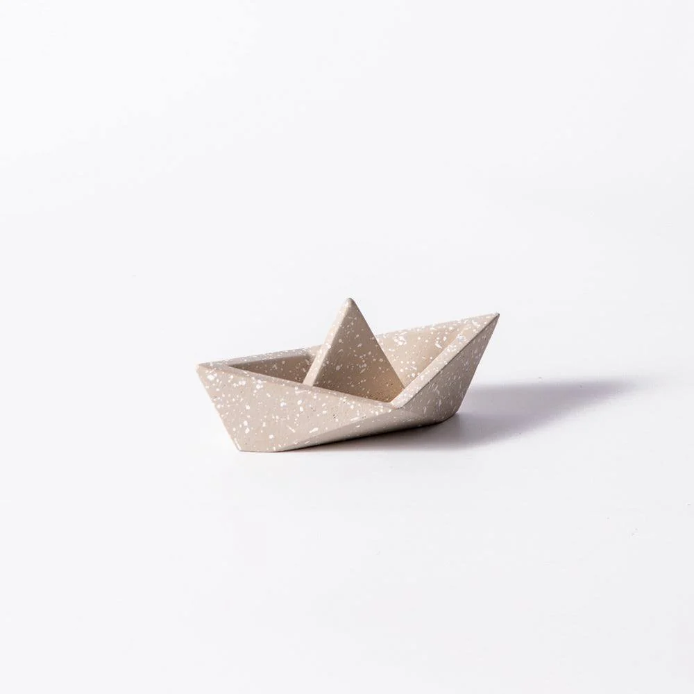 Concrete Boat Paperweight - Speckled Taupe - Image 3