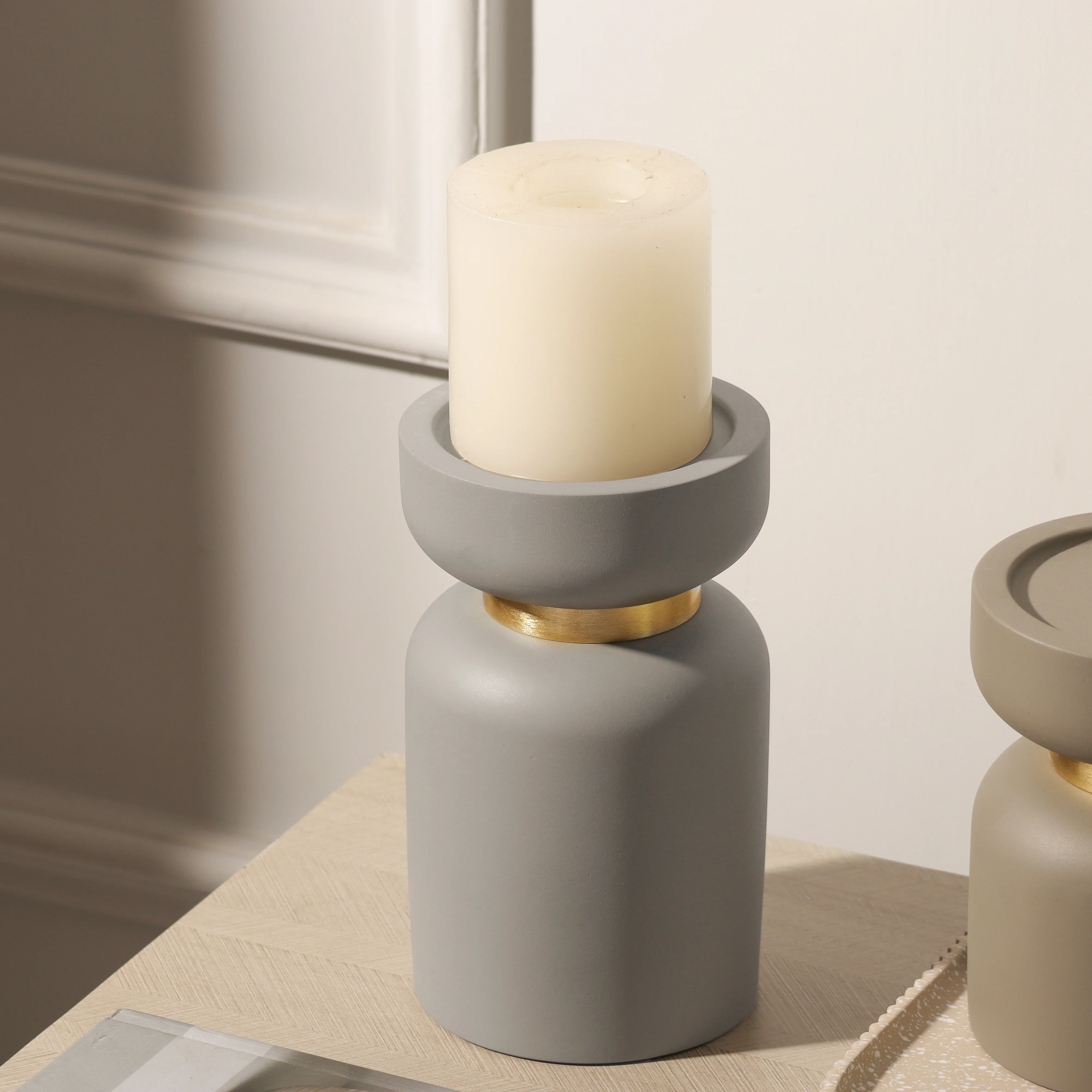 Concrete Candle Stand Large - Stone Grey - Image 2