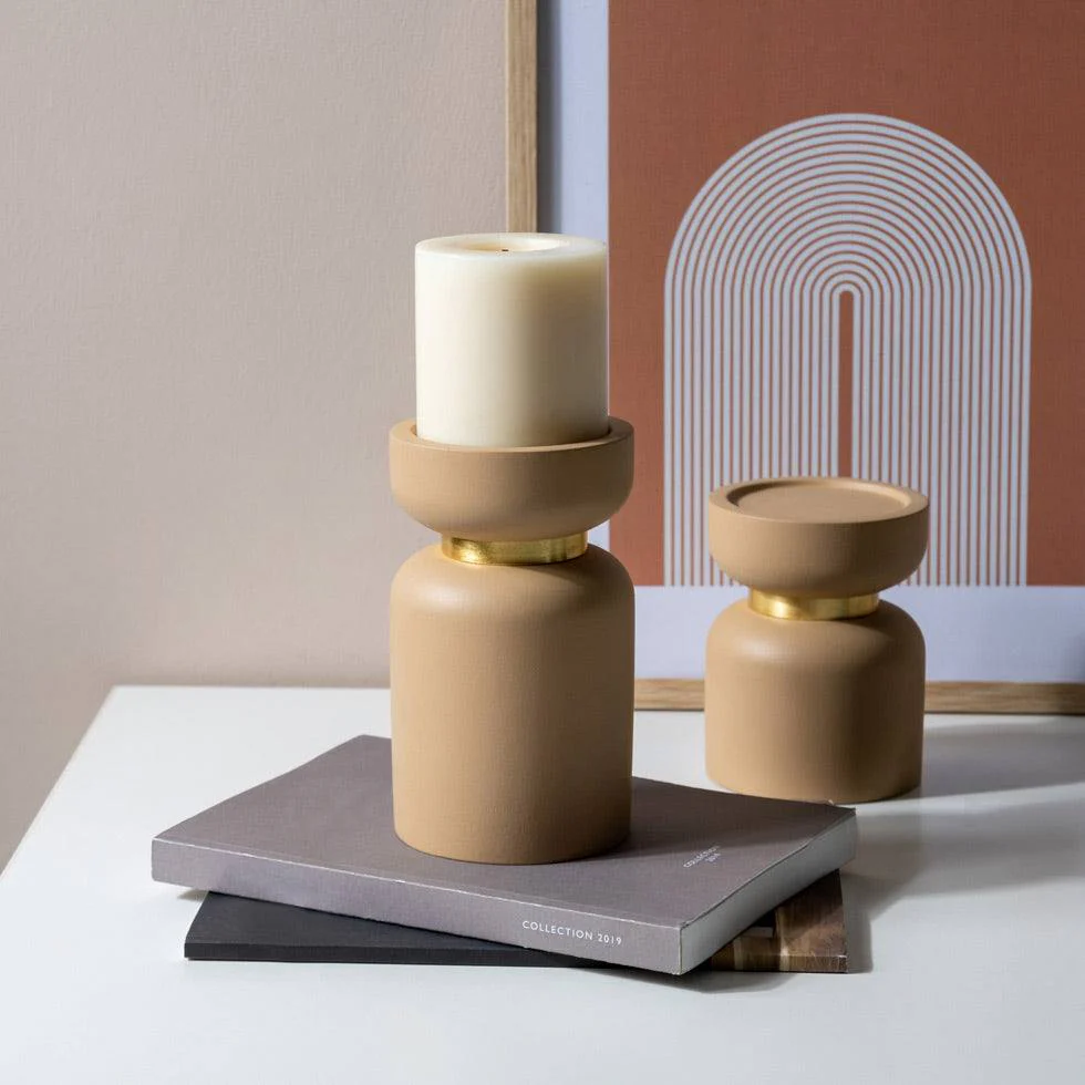 Concrete Candle Stand Large - Taupe - Image 4