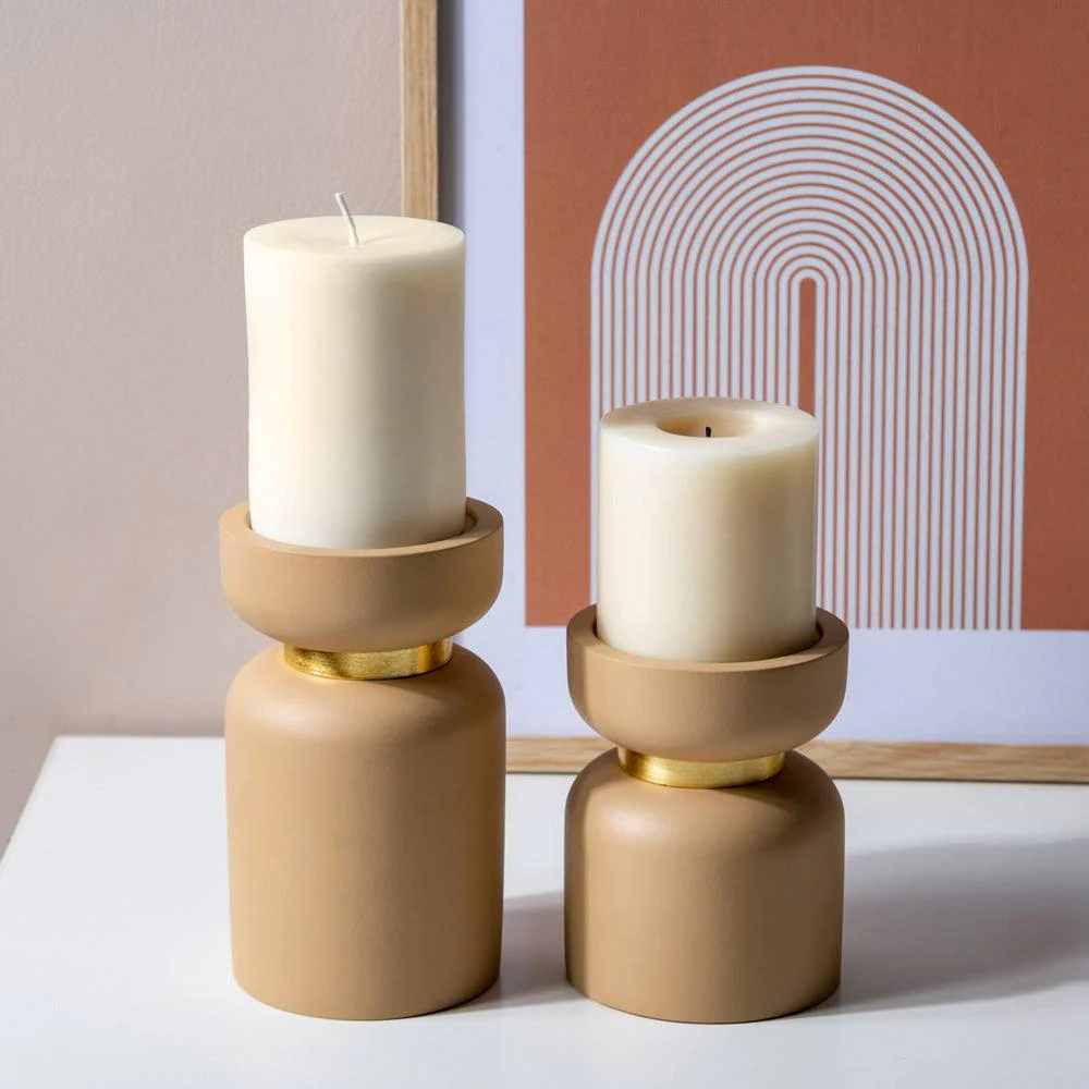 Concrete Candle Stand Large - Taupe - Image 5