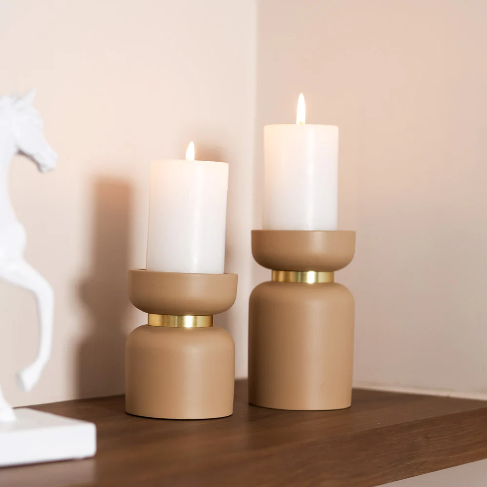 Concrete Candle Stand Large - Taupe - Image 6