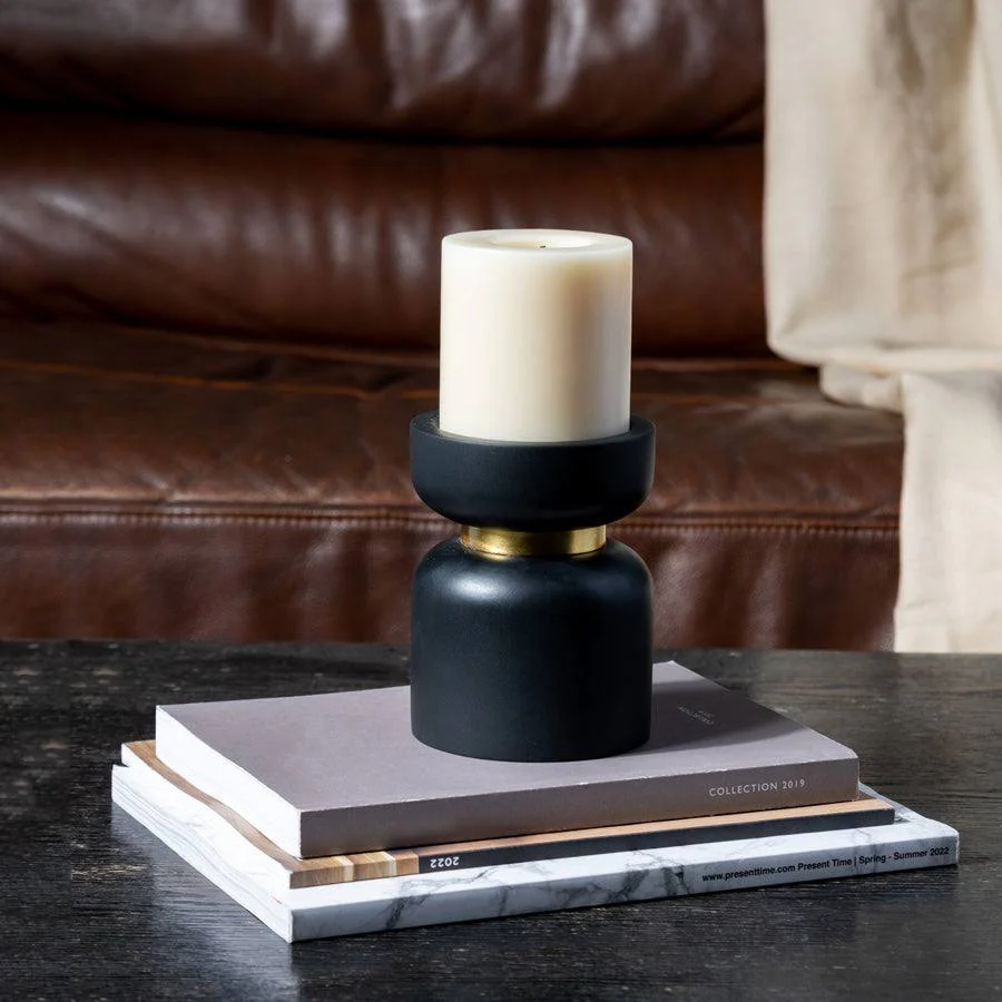 Concrete Candle Stand Medium - Black - Image 2