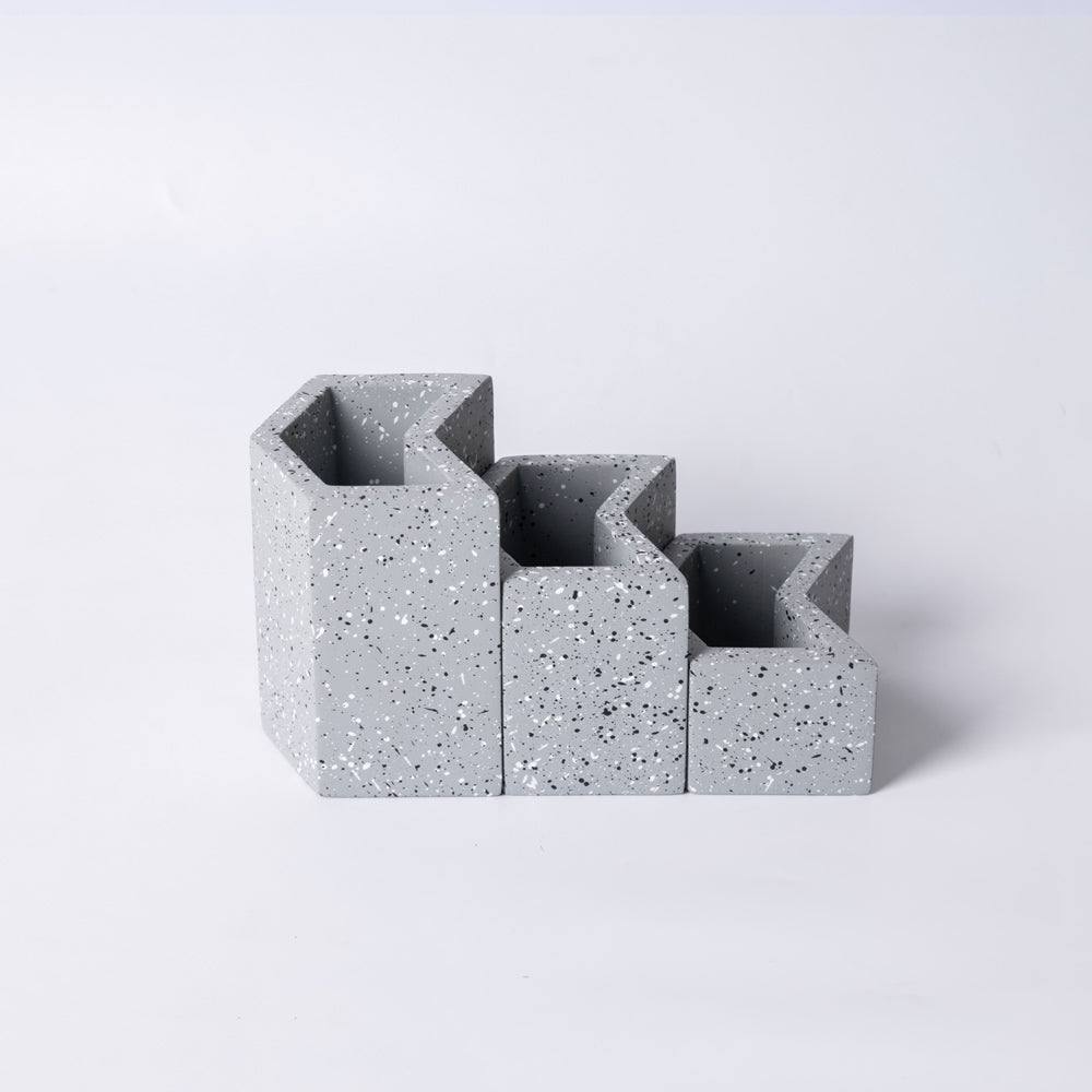 Concrete Tier Desk Organisers - Speckled Grey - Image 3