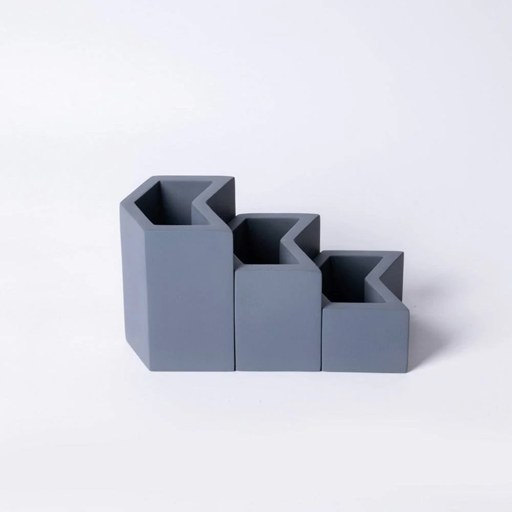 Concrete Tier Desk Organisers - Steel Grey - Image 3