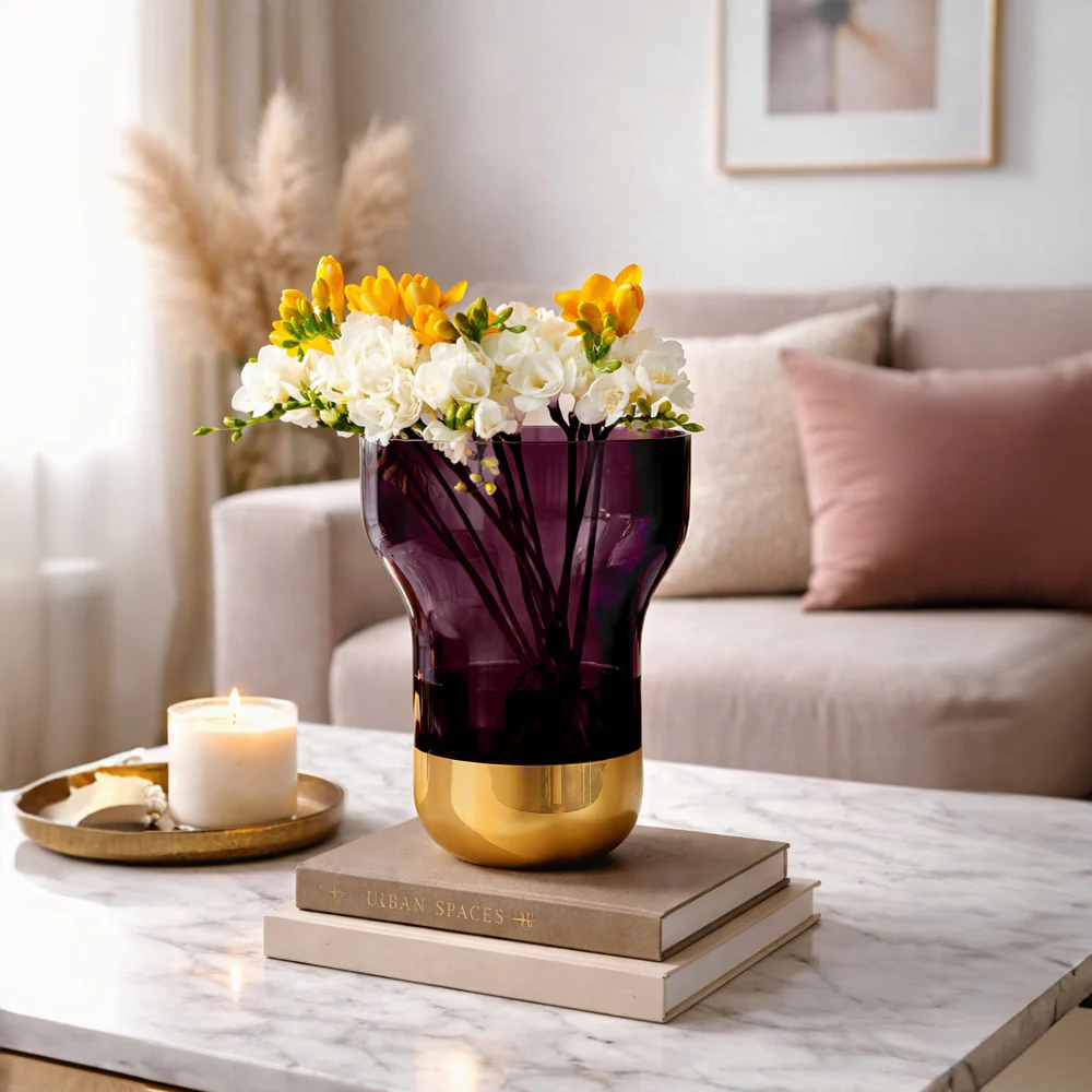Contour Glass Vase Medium - Purple Gold - Image 2