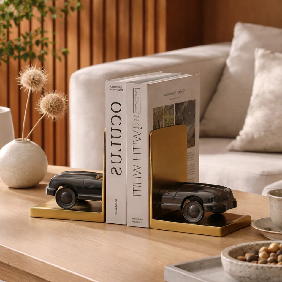 Convertible Metal Bookends, Set of 2 - Grey Gold