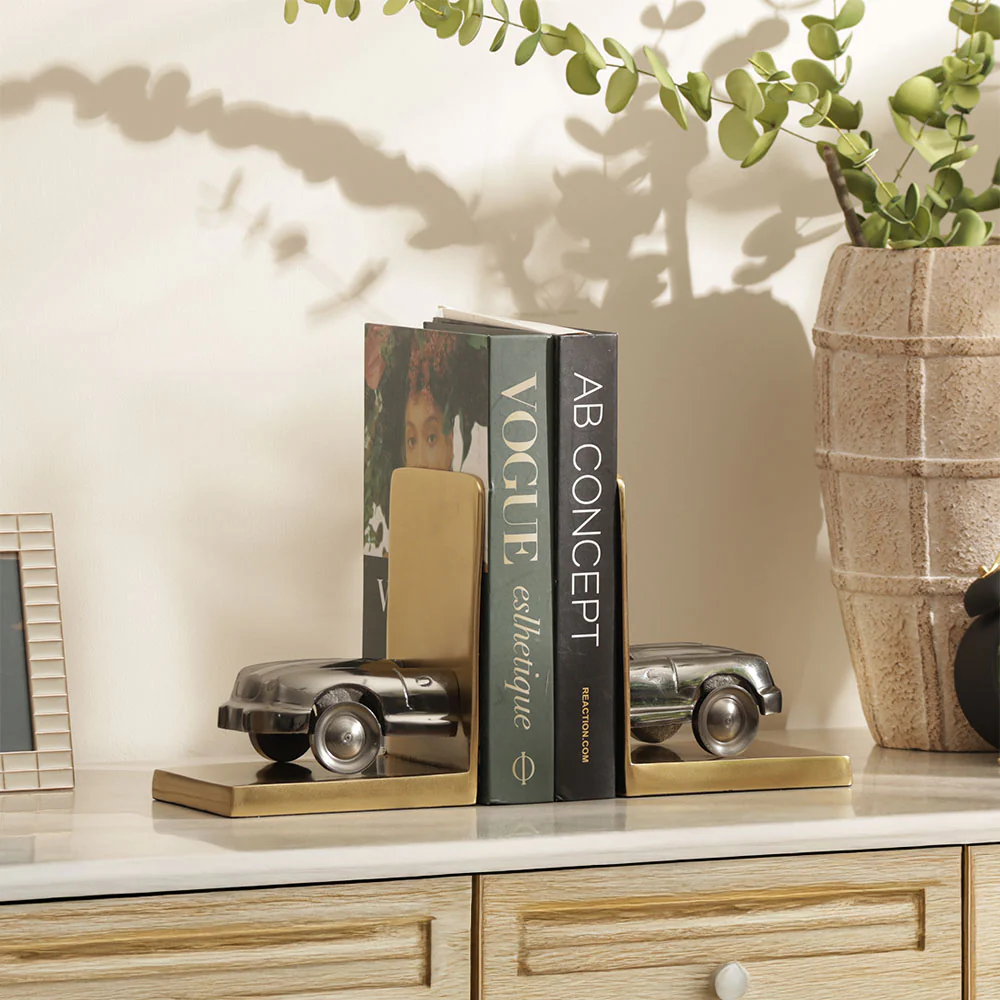 Convertible Metal Bookends, Set of 2 - Grey Gold - Image 2