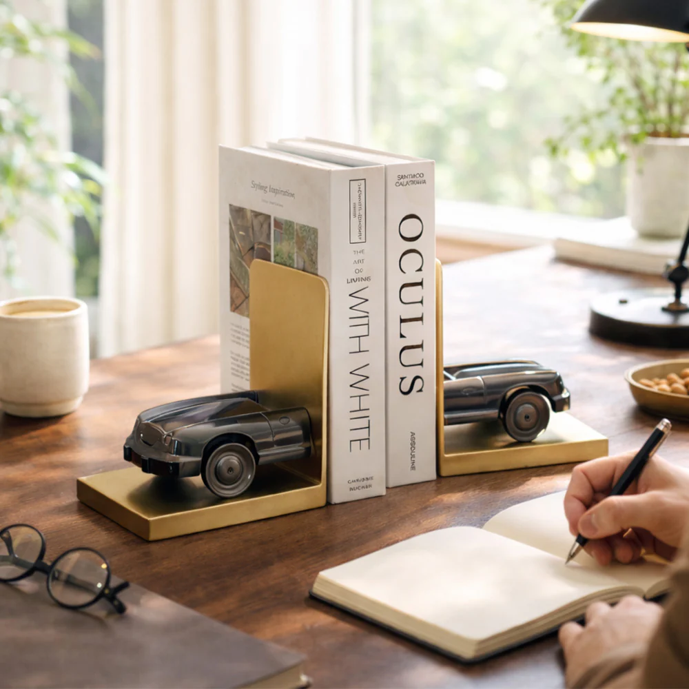 Convertible Metal Bookends, Set of 2 - Grey Gold - Image 3