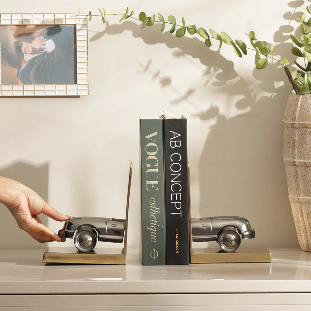 Convertible Metal Bookends, Set of 2 - Grey Gold - Image 5