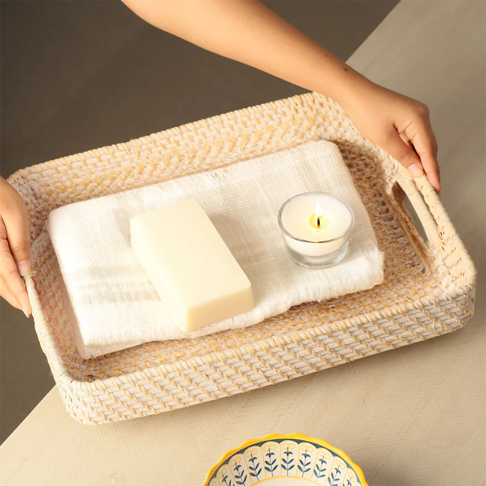 Corda Rattan Tray Large - Birch - Image 4