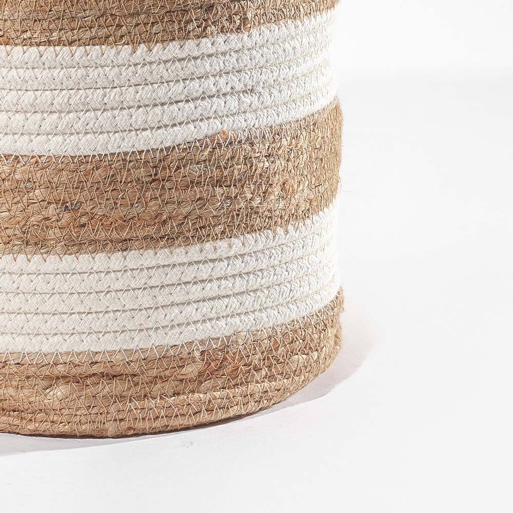 Cotton & Jute Barrel Planters, Set of 2 - Natural Cream - Image 7