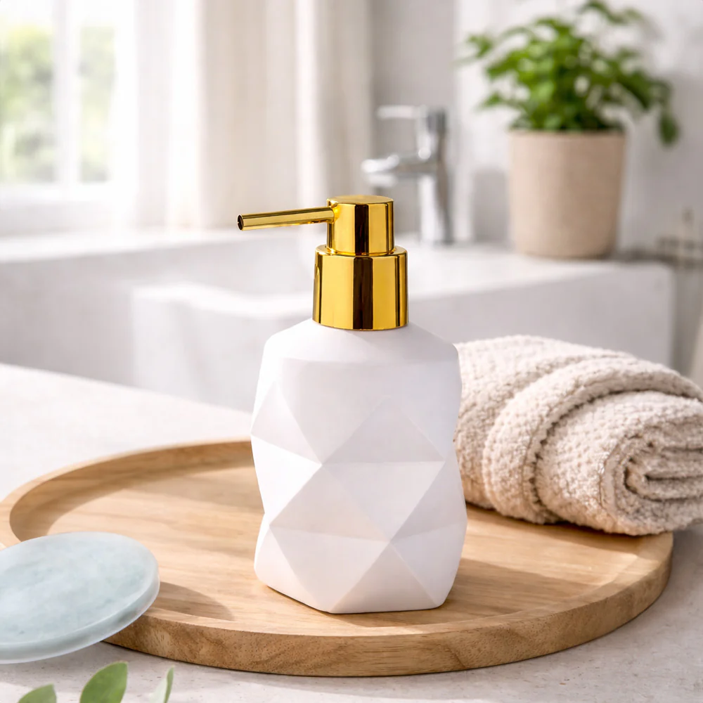 Crackle Soap Dispenser - White & Gold - Image 6