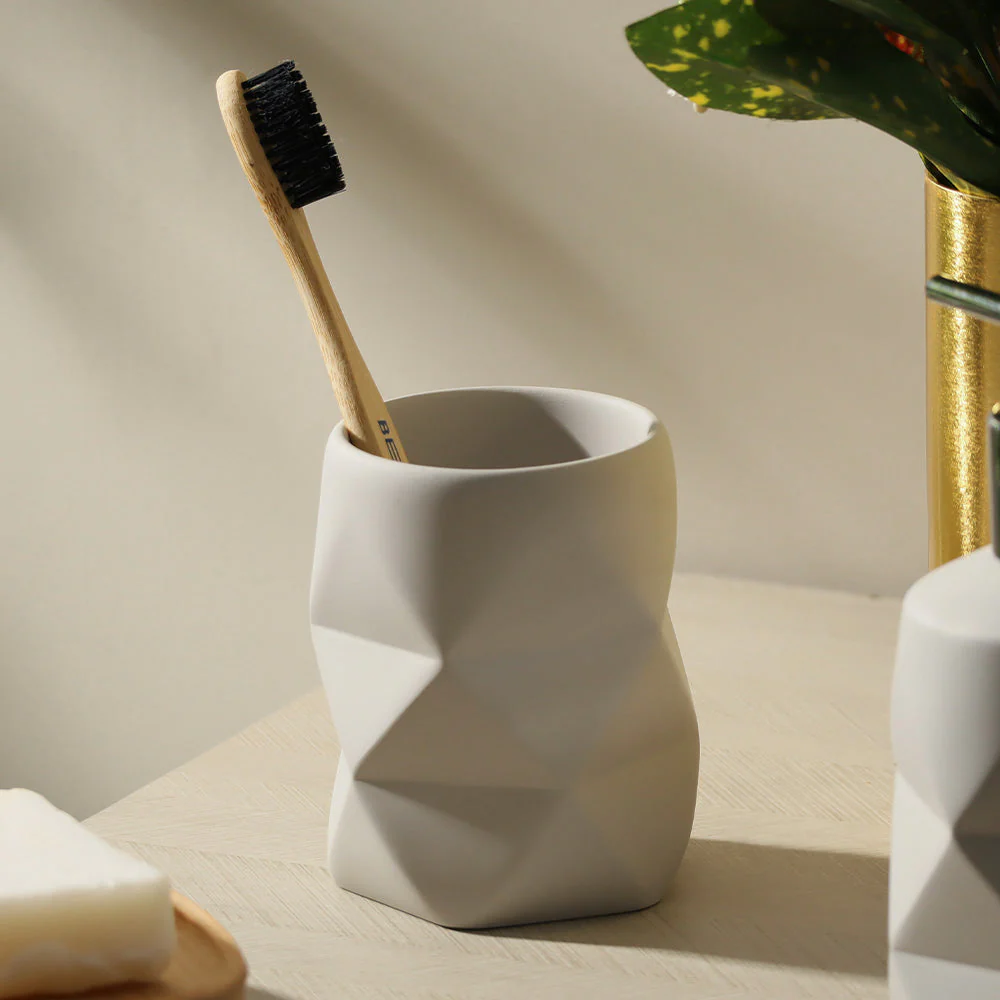 Crackle Toothbrush Tumbler - Light Grey - Image 2