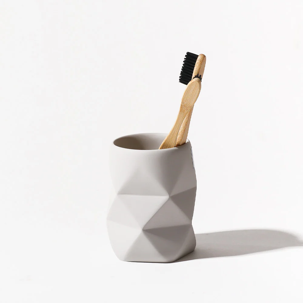 Crackle Toothbrush Tumbler - Light Grey - Image 3
