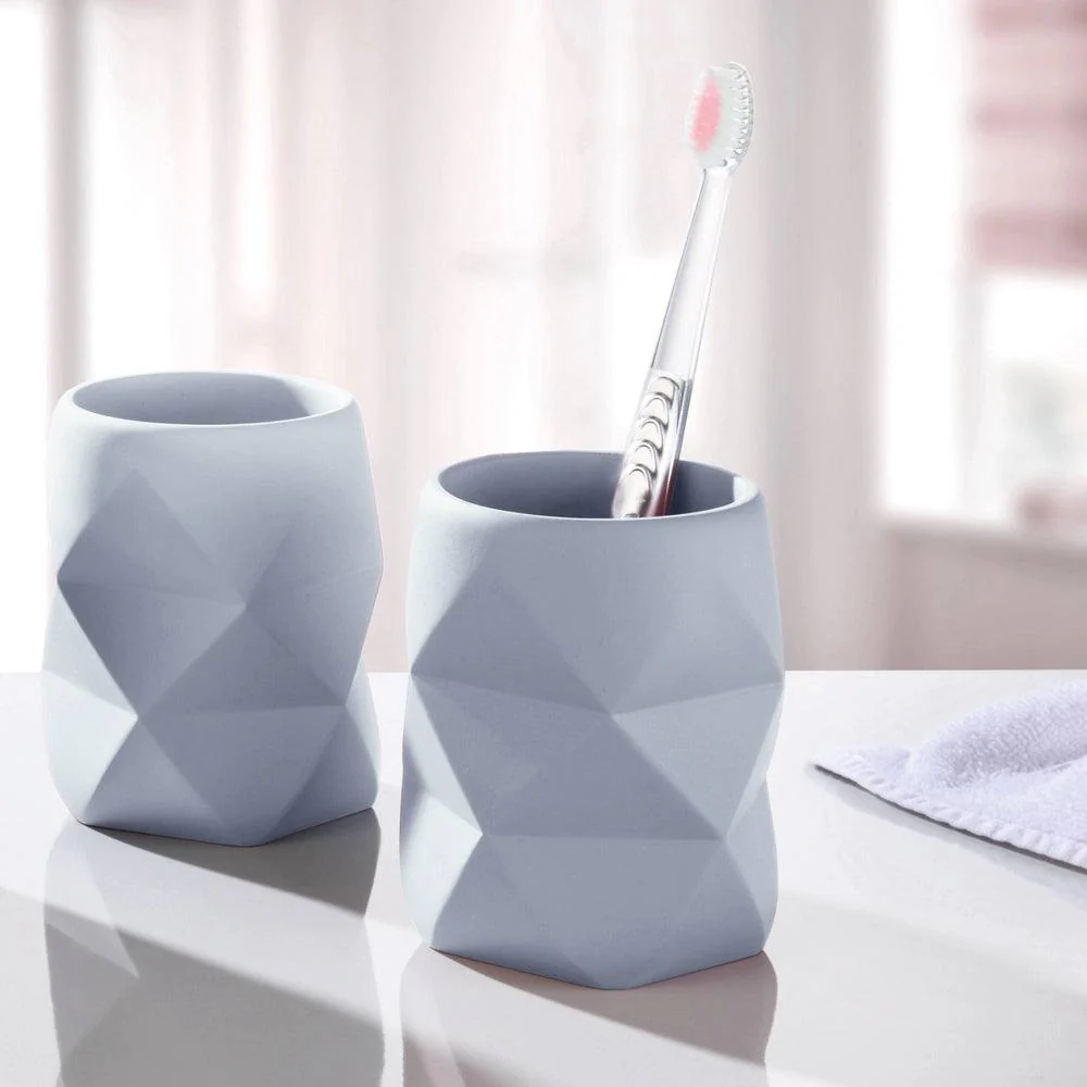 Crackle Toothbrush Tumbler - Stone Blue