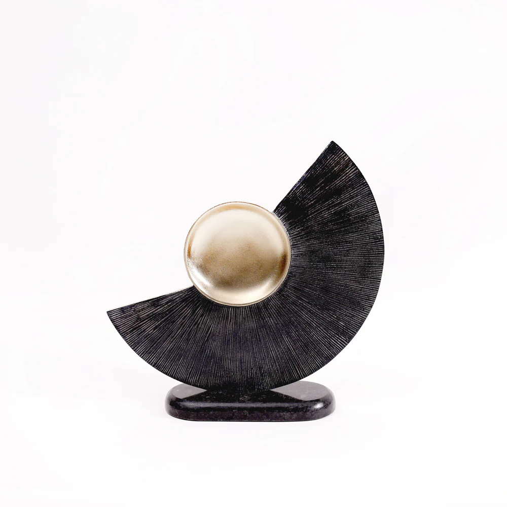 Cradle Abstract Sculpture Medium - Gold Black - Image 3