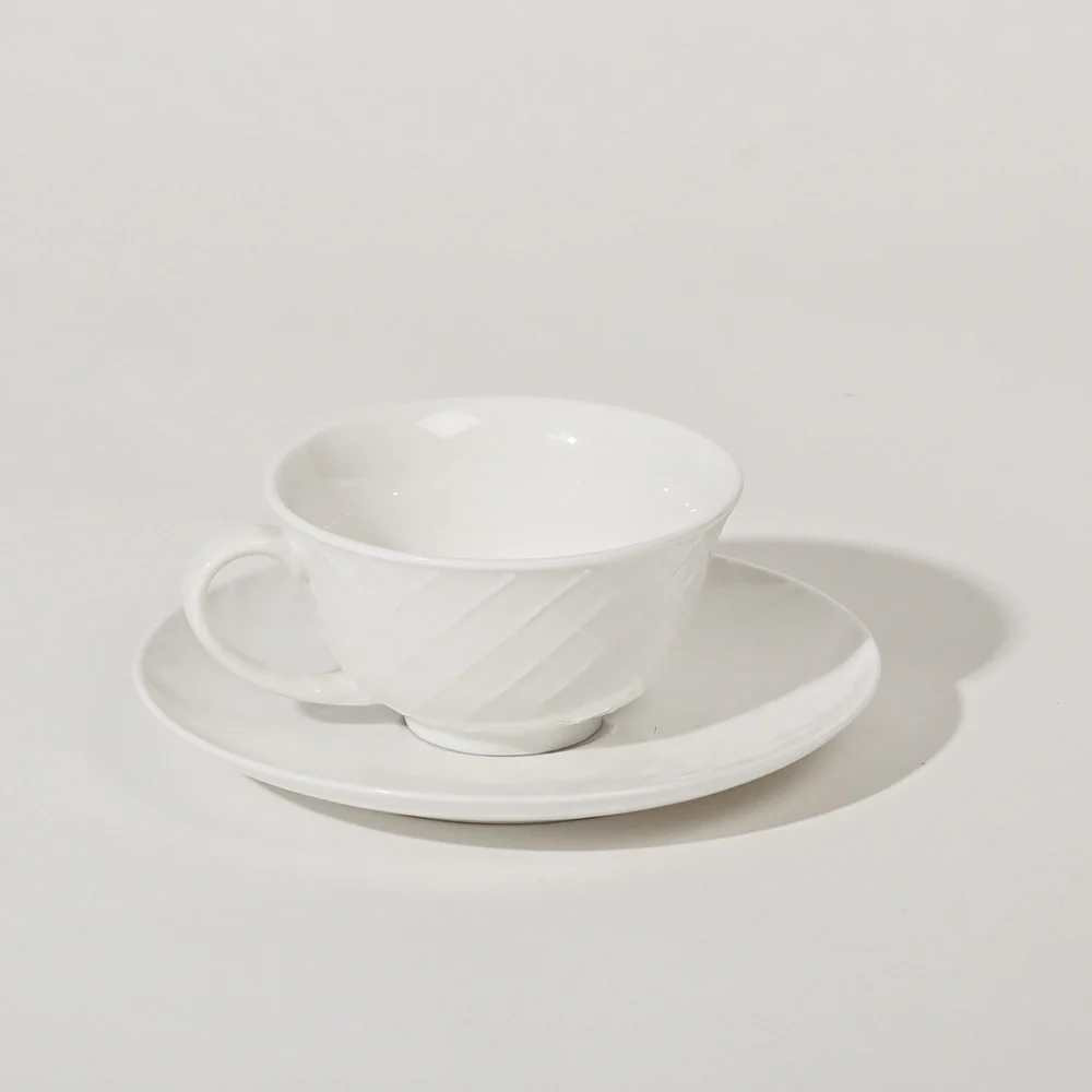 Cross Ceramic Cup With Saucer - White - Image 4