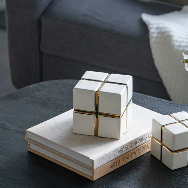 Cross Cube Decorative Sculpture Medium - White Gold - Image 10