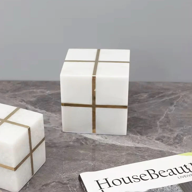 Cross Cube Decorative Sculpture Medium - White Gold - Image 11