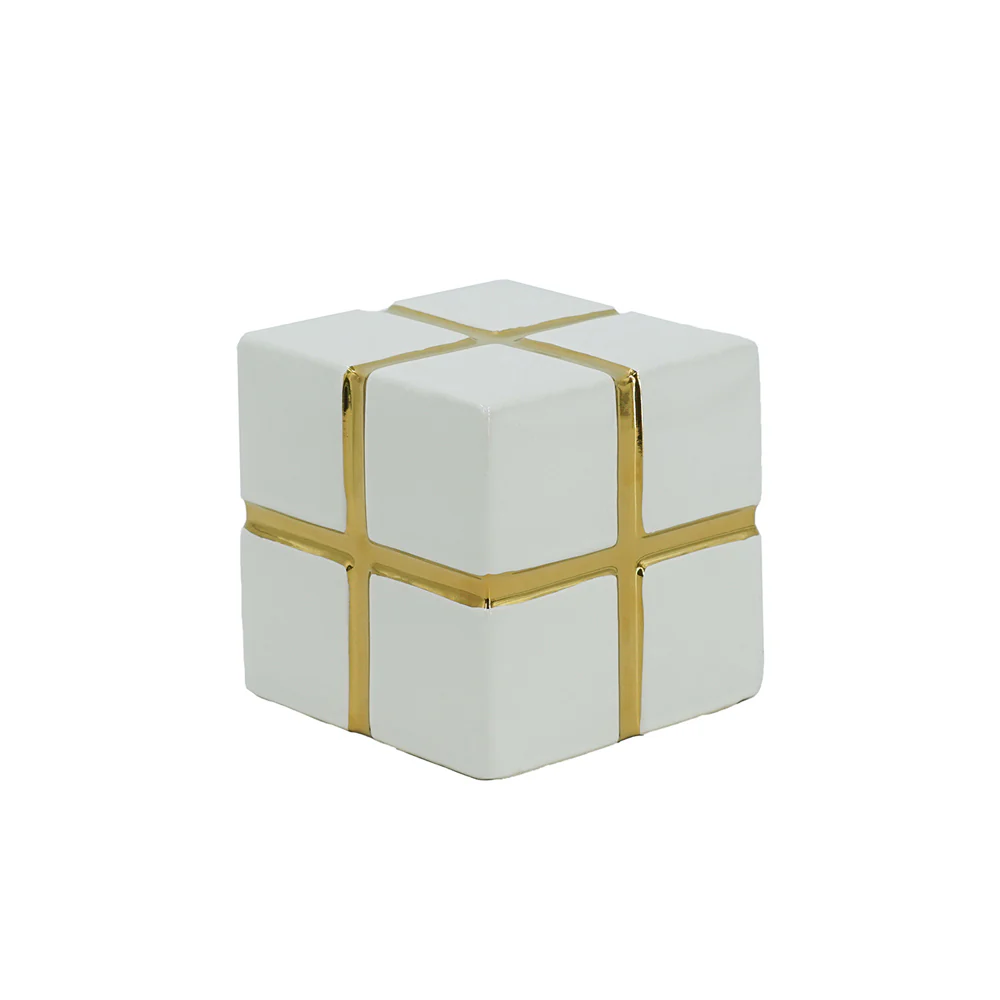 Cross Cube Decorative Sculpture Medium - White Gold - Image 4