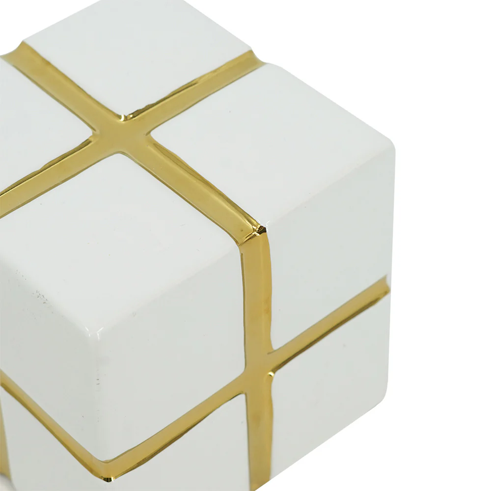 Cross Cube Decorative Sculpture Medium - White Gold - Image 8
