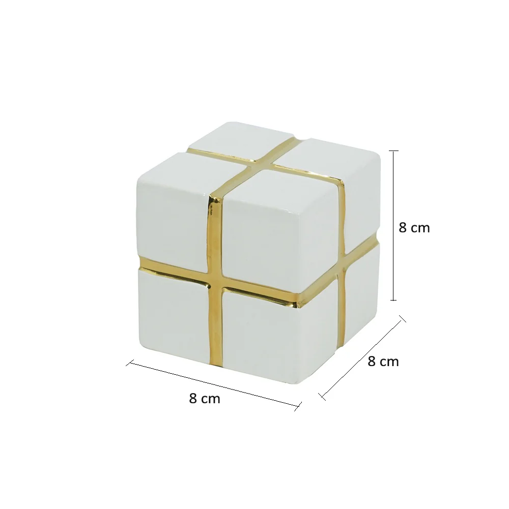Cross Cube Decorative Sculpture Small - White Gold - Image 7