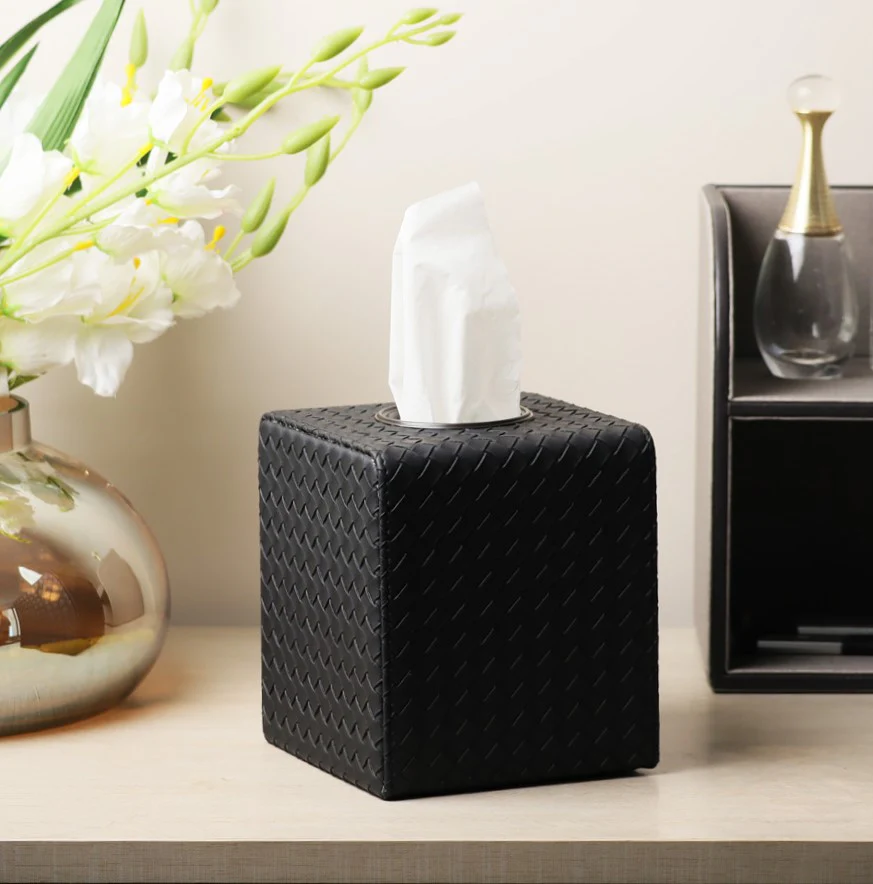 Cross Square Tissue Box Holder - Black - Image 2