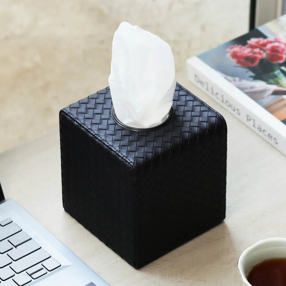 Cross Square Tissue Box Holder - Black - Image 3