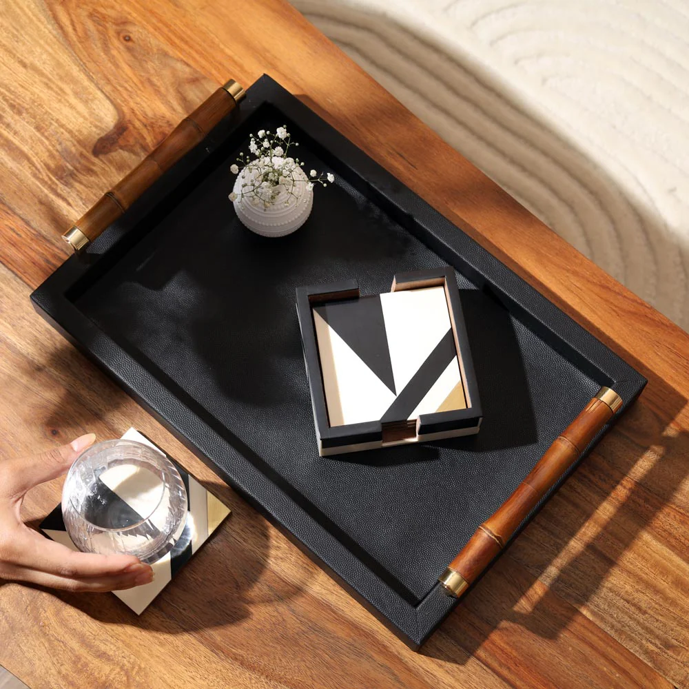 Cubist Square Coasters, Set of 4 - Monochrome Gold - Image 4