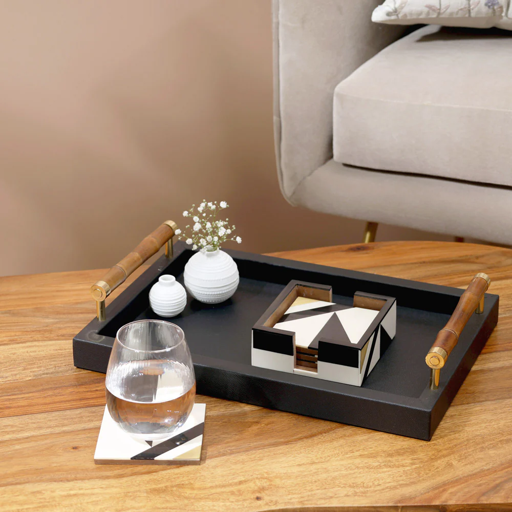 Cubist Square Coasters, Set of 4 - Monochrome Gold - Image 6