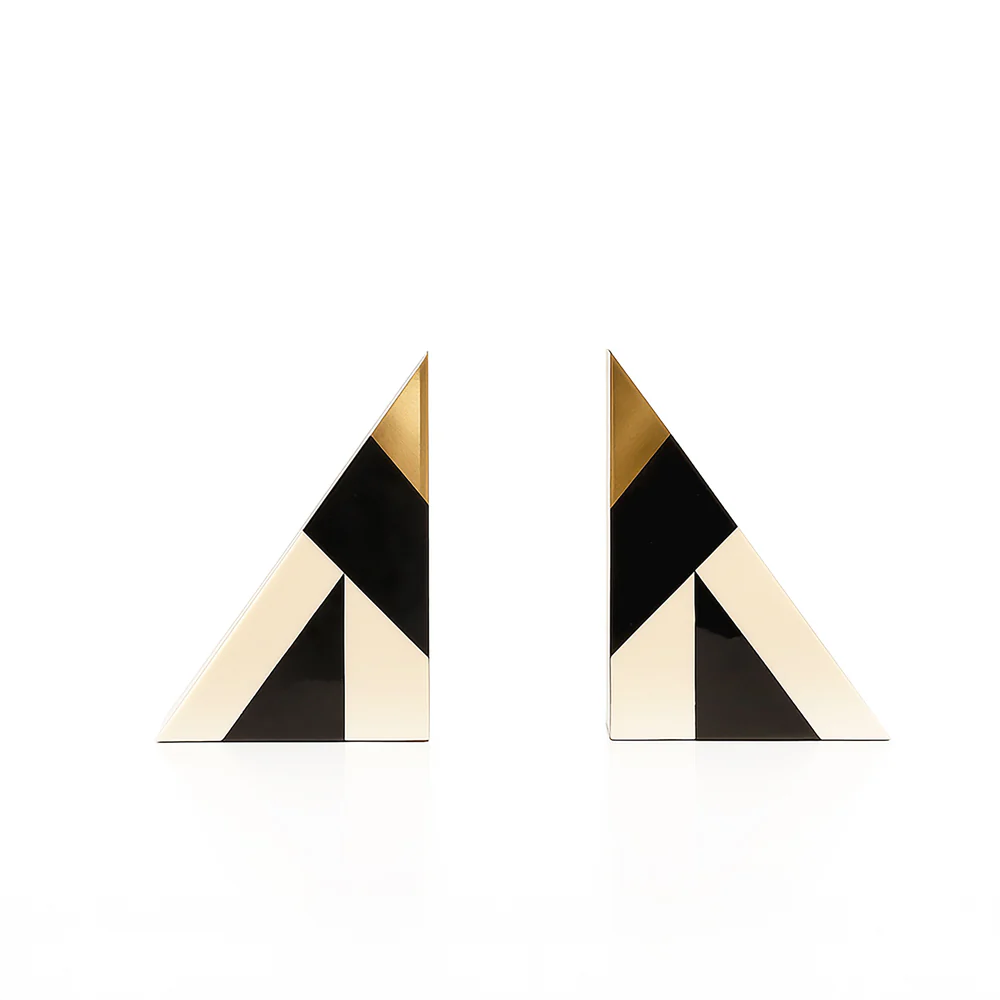 Cubist Triangular Bookends, Set of 2 - Monochrome Gold - Image 3
