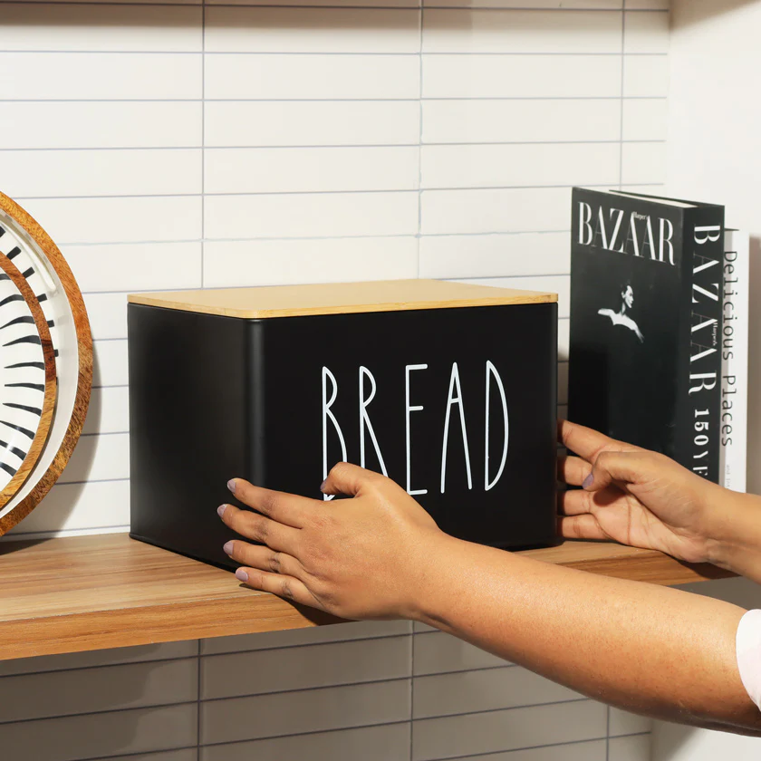 Cucina Metal Bread Boxes, Set of 2 - Black - Image 6