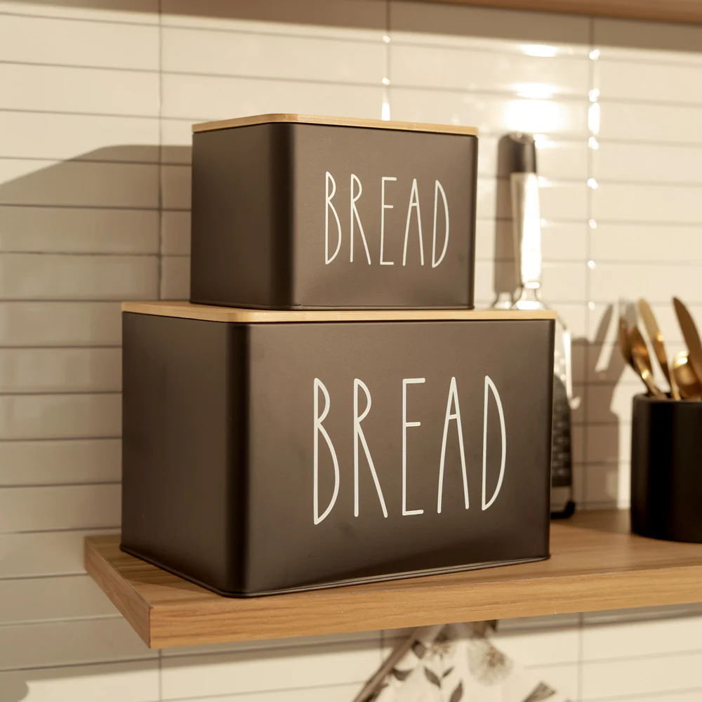 Cucina Metal Bread Boxes, Set of 2 - Black - Image 8