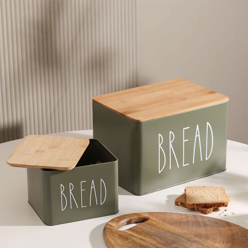 Cucina Metal Bread Boxes, Set of 2 - Olive - Image 4