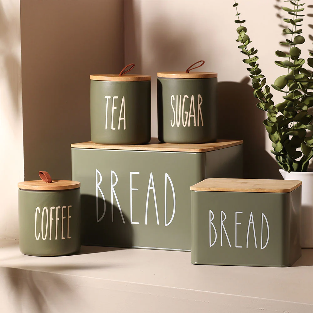 Cucina Metal Bread Boxes, Set of 2 - Olive - Image 7