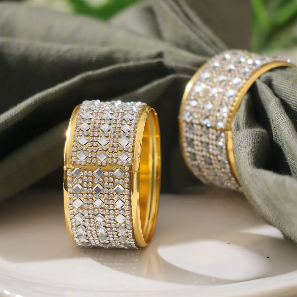 Cuff Metal Napkin Rings, Set of 6 - Gold - Image 5