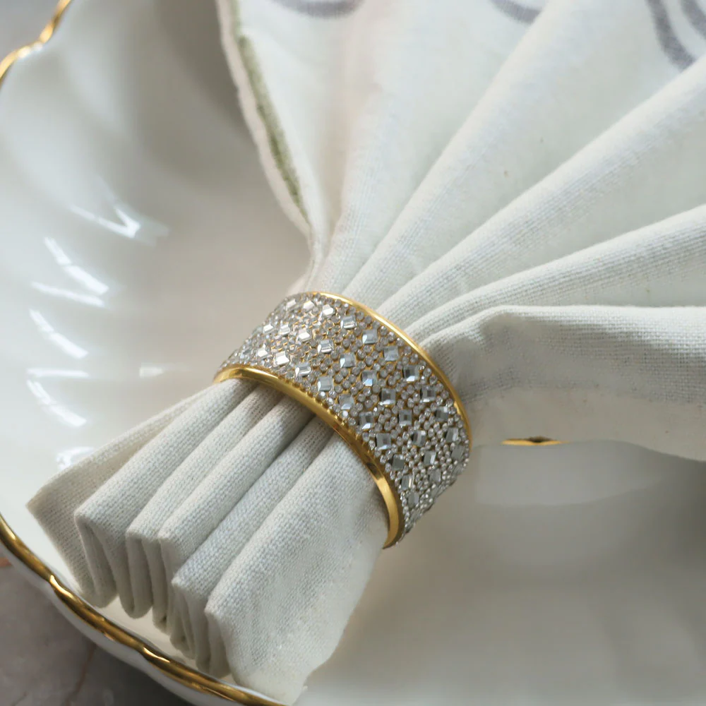 Cuff Metal Napkin Rings, Set of 6 - Gold - Image 6