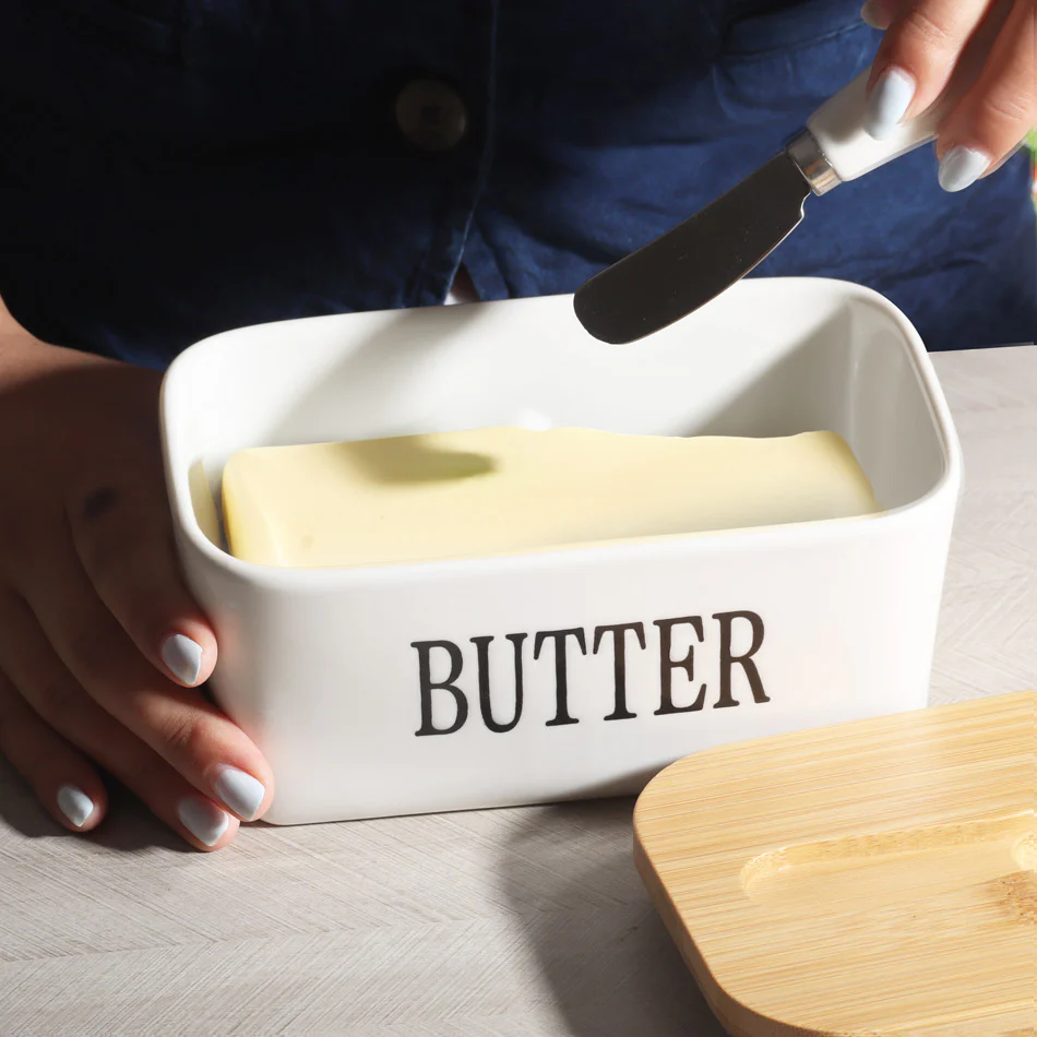 Culina Butter Dish with Spreader Large - White - Image 2