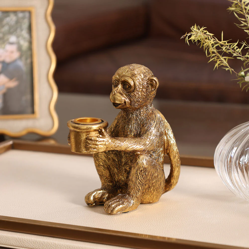 Curious Monkey Candle Holder - Gold - Image 2