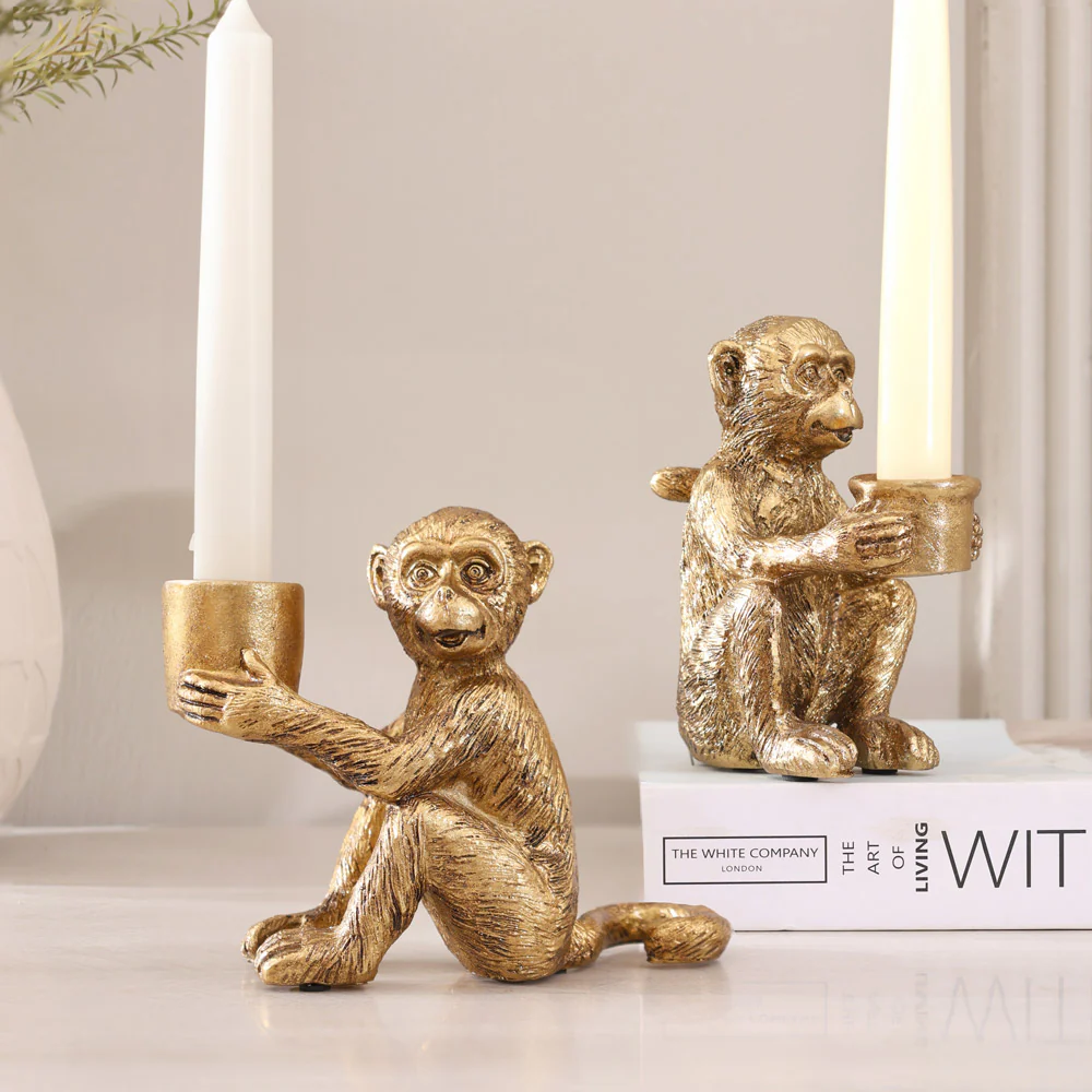 Curious Monkey Candle Holder - Gold - Image 3
