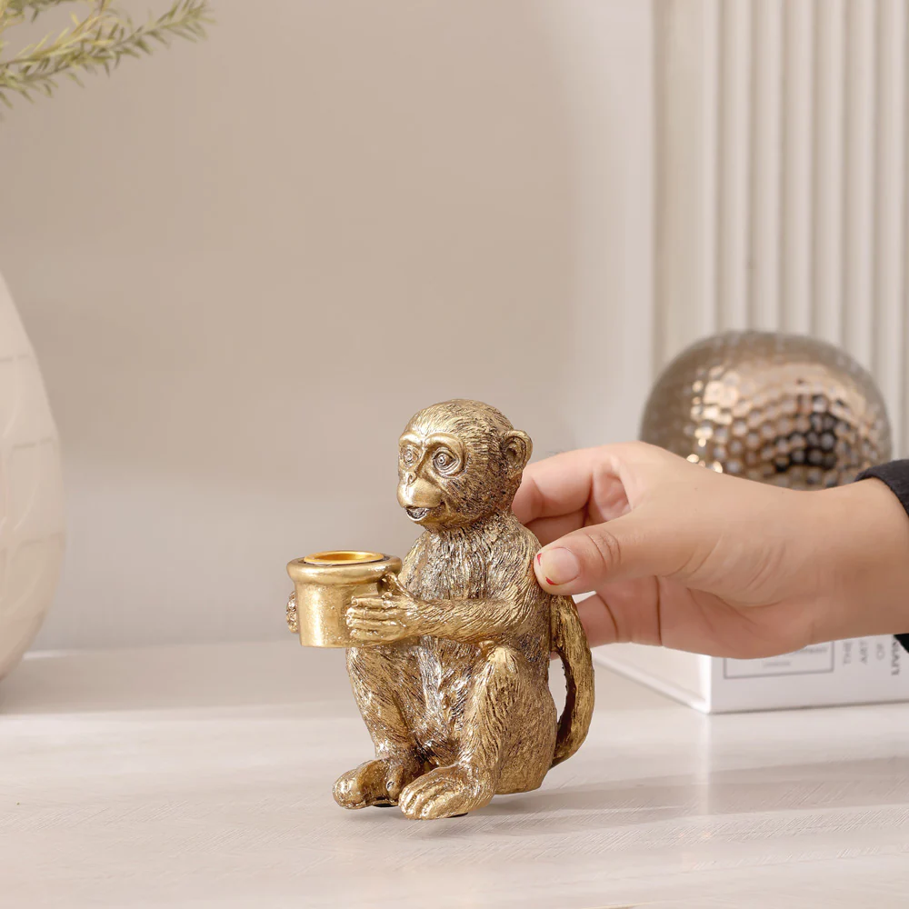Curious Monkey Candle Holder - Gold - Image 4