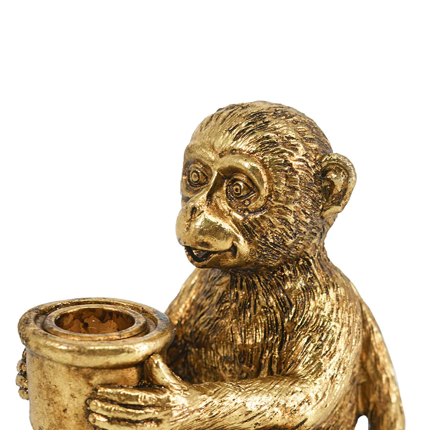Curious Monkey Candle Holder - Gold - Image 7