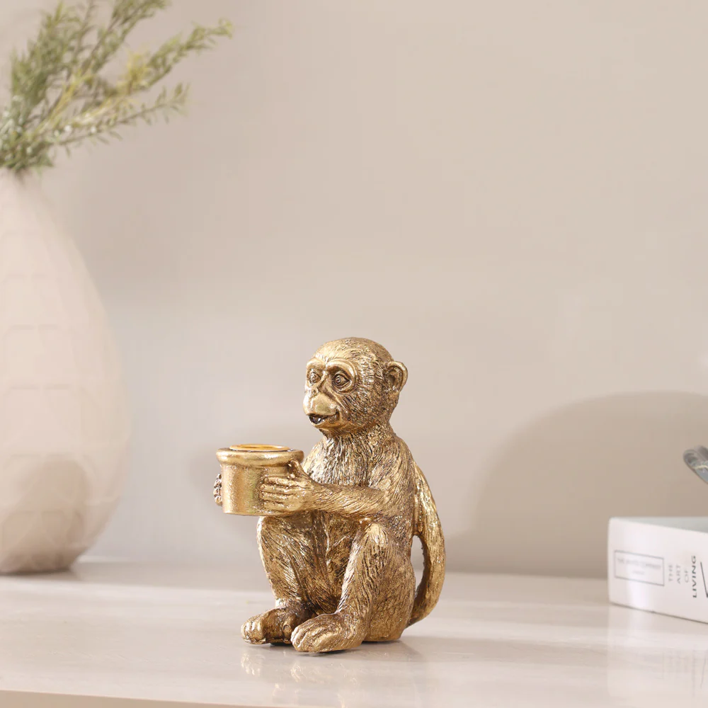 Curious Monkey Candle Holder - Gold - Image 9