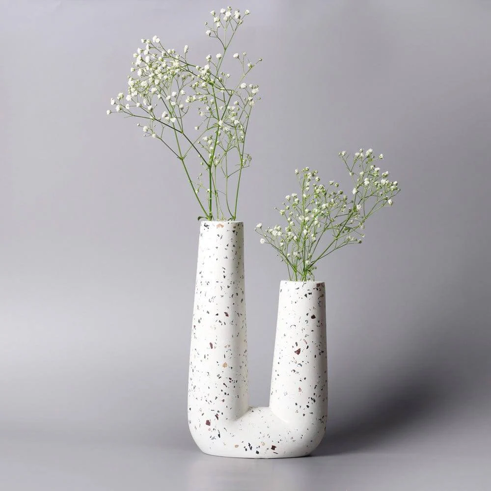 Curve Duo Vase - Terrazzo White - Image 2