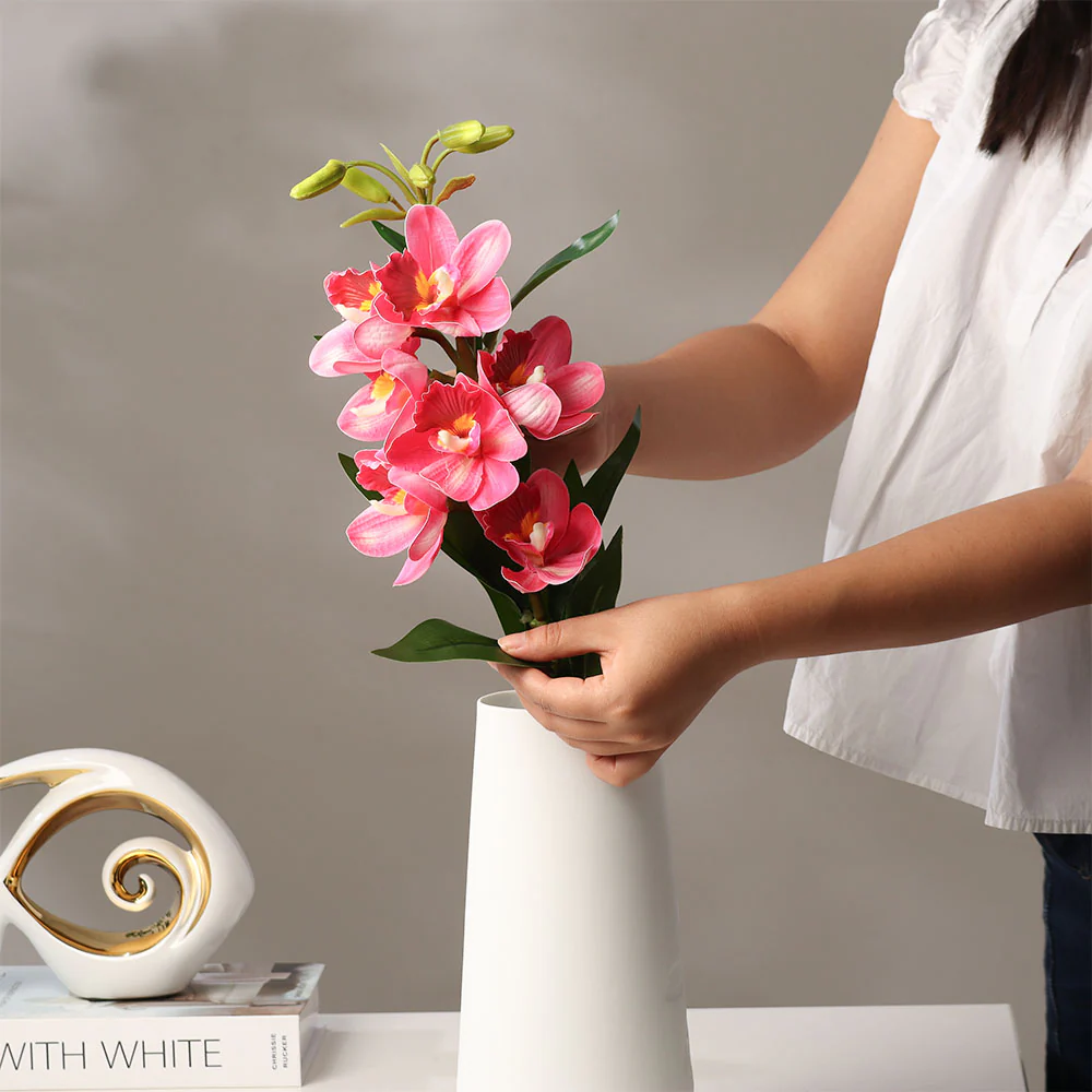 Cymbidium Orchid Faux Stem - Dark Pink - Image 2