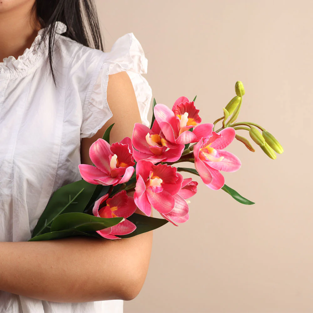 Cymbidium Orchid Faux Stem - Dark Pink - Image 5