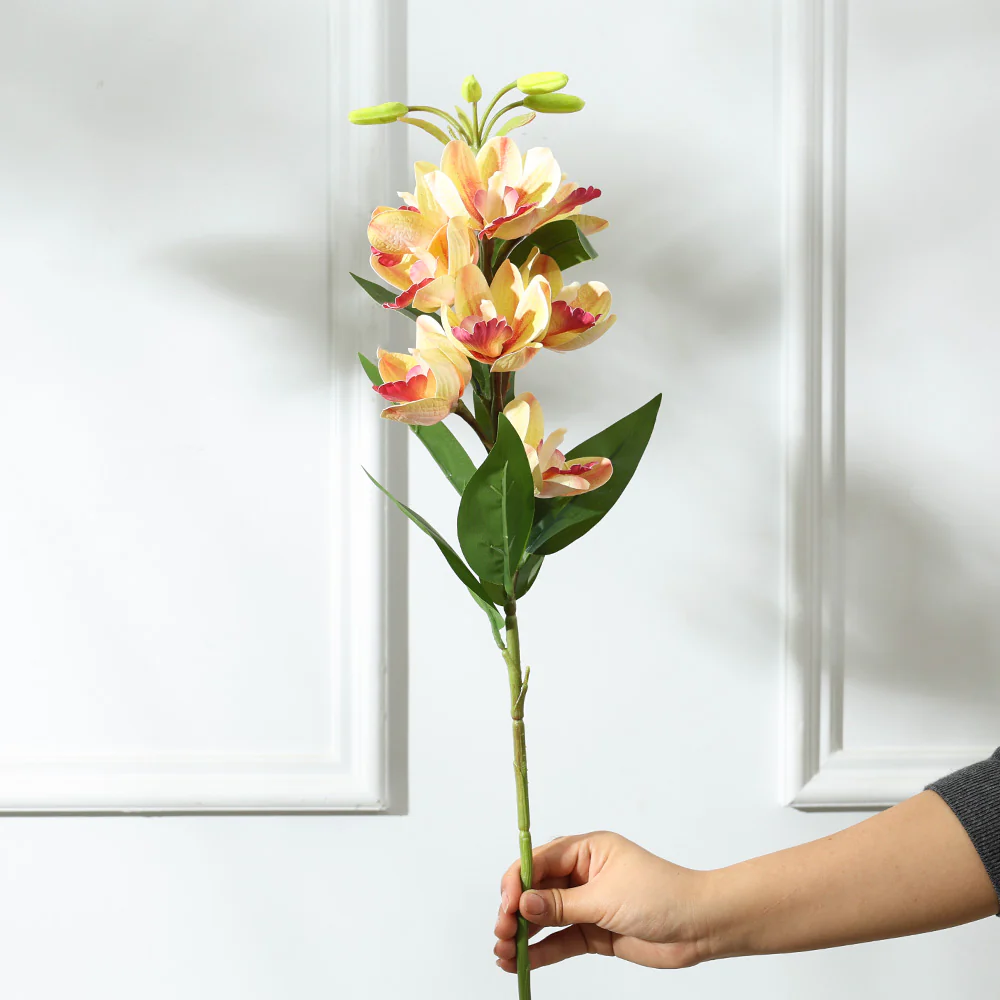Cymbidium Orchid Faux Stem - Yellow - Image 5